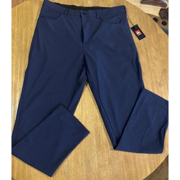 Quiksilver 34 X 32 Slim Fit Expandable Waist Navy Stretch Tech Woven Pant Mens - Picture 1 of 6